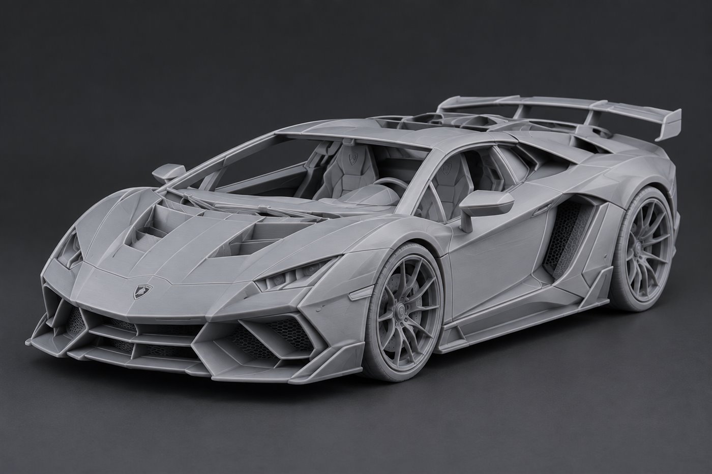 Lamborghini Aventador SVJ widebody — bản in thô chưa sơn
