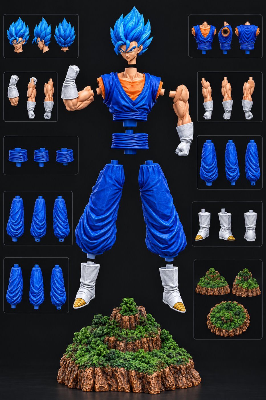Vegito Super Saiyan Blue — ảnh bóc tách các chi tiết rời trước khi lắp
